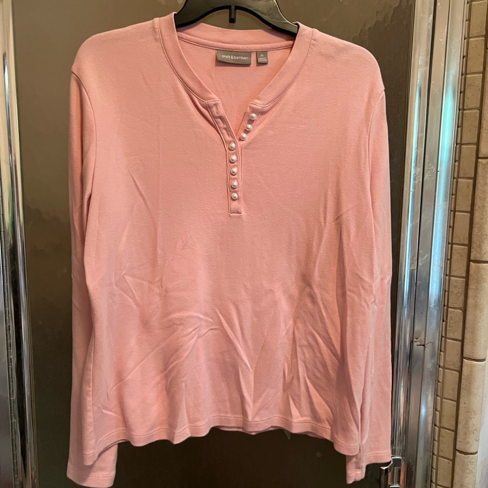 Women's Croft and Barrow Henley Top with Pearls.
